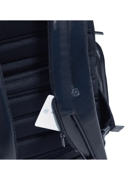 Piquadro Blue Square travel backpack with anti-theft cable, blue