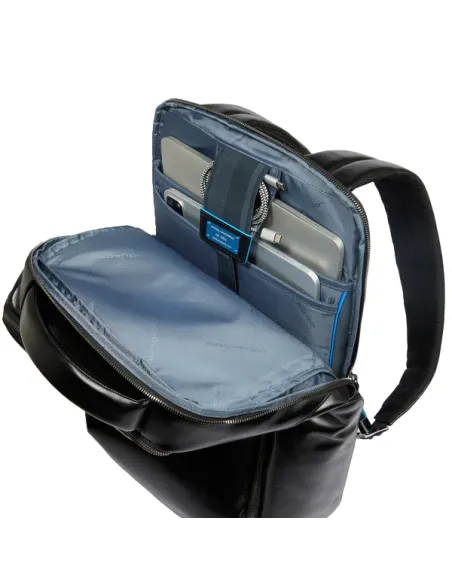 Piquadro Blue Square Reiserucksack mit Anti-Diebstahl-Kabel, schwarz