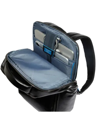 Piquadro Blue Square travel backpack with anti theft cable orange