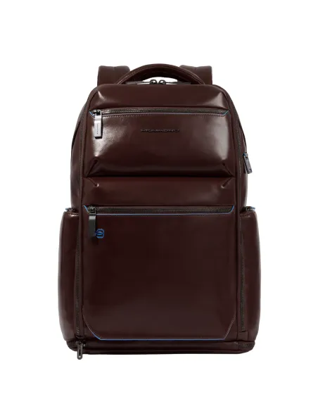 Piquadro Blue Square travel backpack with anti-theft cable, dark brown