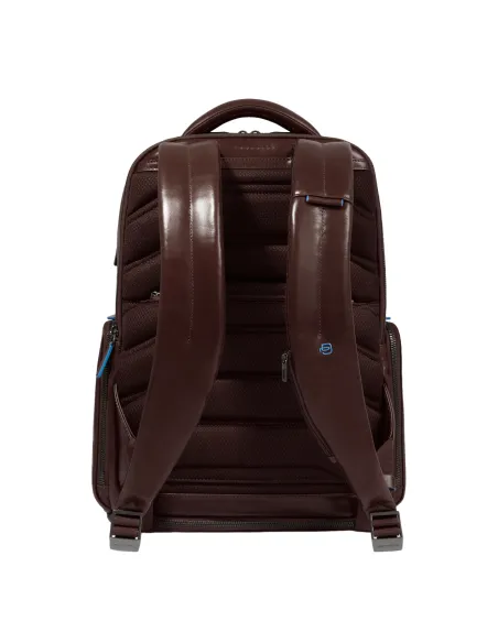Piquadro Blue Square travel backpack with anti-theft cable, dark brown