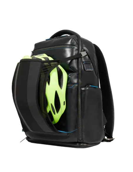 Piquadro Blue Square travel backpack with anti-theft cable, dark brown