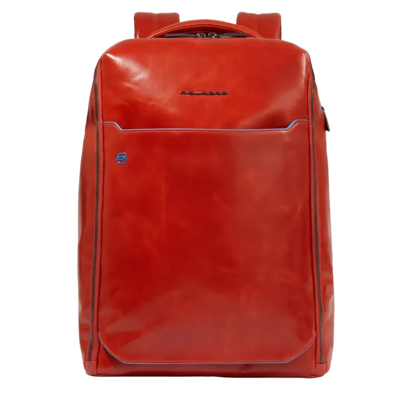 Piquadro Blue Square leather backpack with 15.6 computer...