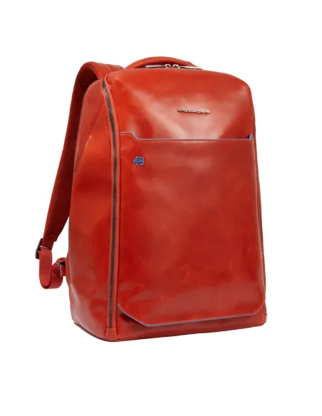 Zaino da viaggio in pelle Porta pc da 15,6 Piquadro Blue Square, arancio