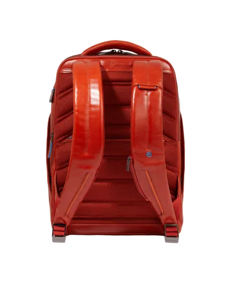 Zaino da viaggio in pelle Porta pc da 15,6 Piquadro Blue Square, arancio