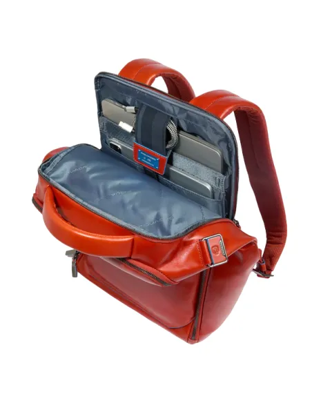 Piquadro Blue Square Lederrucksack mit 15,6 Computerfach, orange