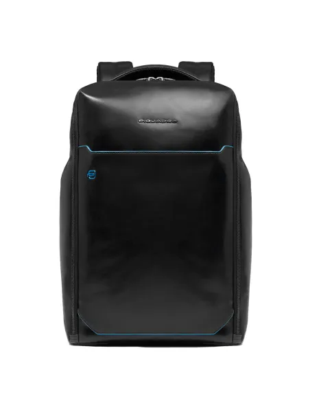 Zaino da viaggio in pelle Porta pc da 15,6 Piquadro Blue Square, nero