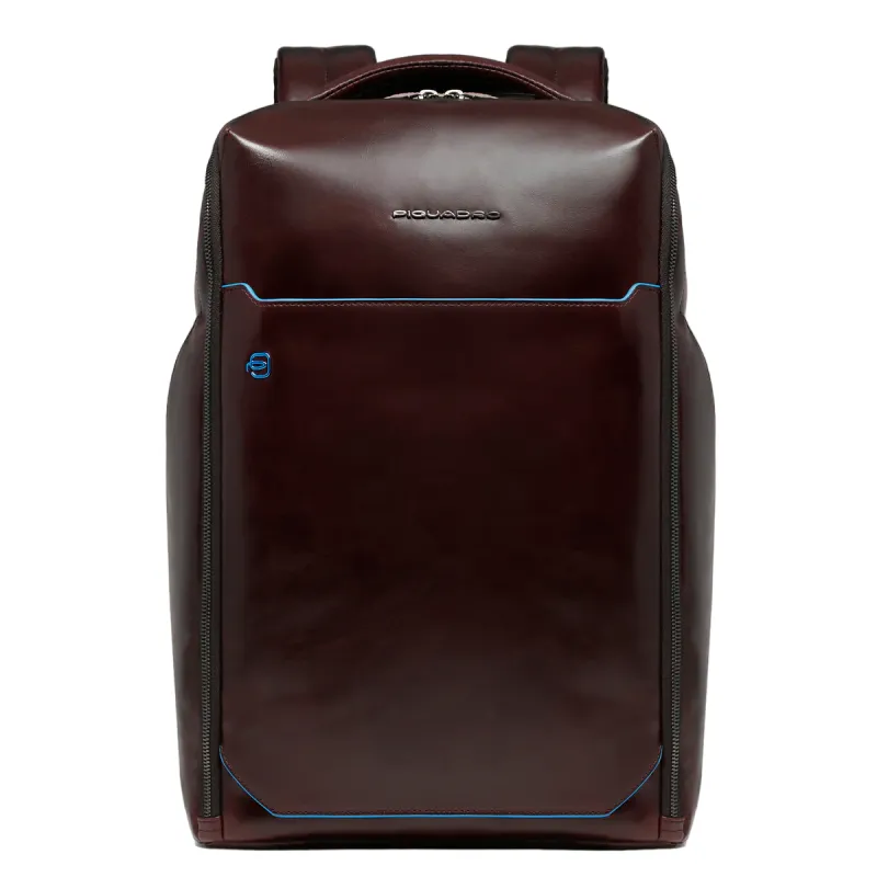 Piquadro Blue Square leather backpack with 15.6 computer...