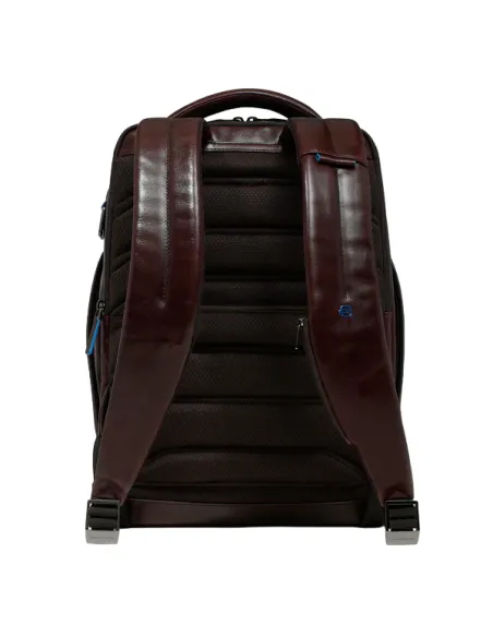 Zaino da viaggio in pelle Porta pc da 15,6 Piquadro Blue Square, mogano