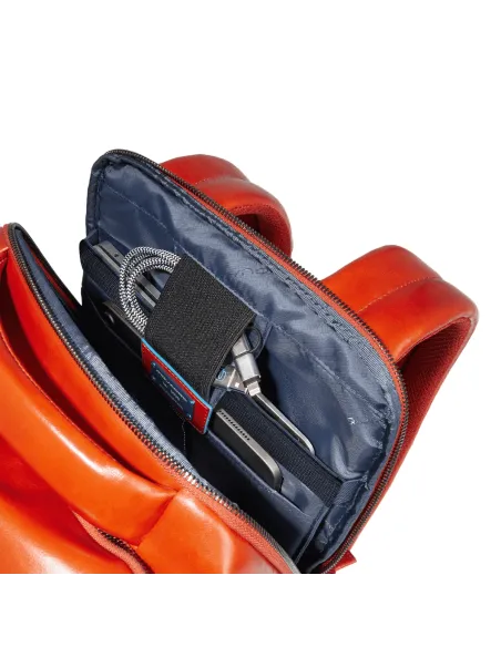 Zaino da viaggio in pelle Porta pc da 15,6 Piquadro Blue Square, mogano