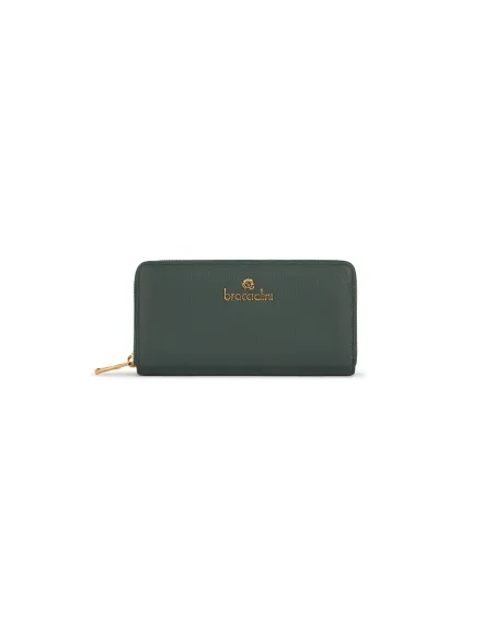 Braccialini Basic women's leather wallet with zip fastener, green