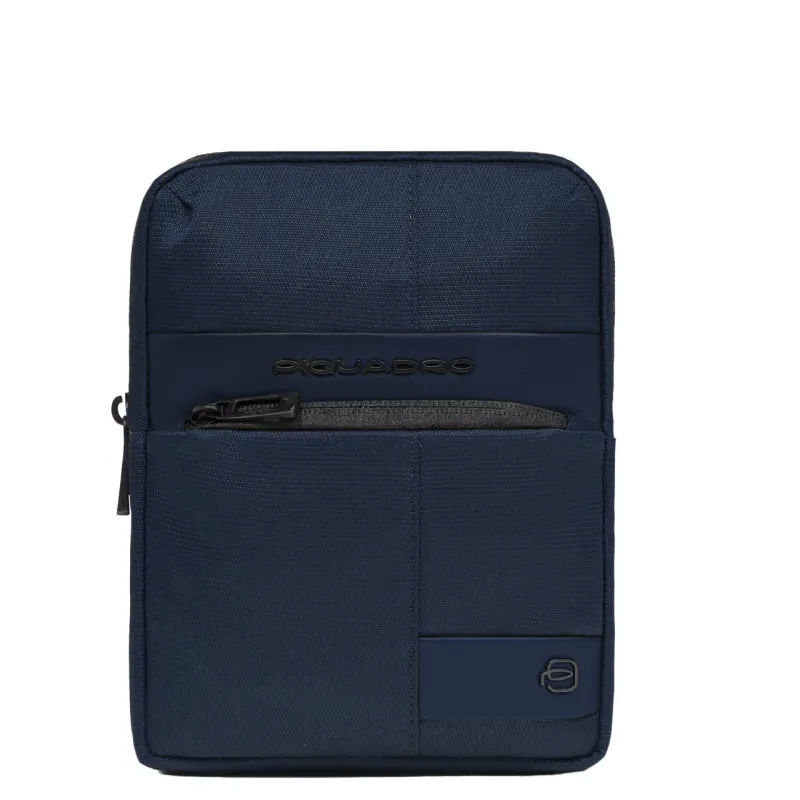 Borsello porta iPad® in tessuto e pelle Piquadro Wollem, blu