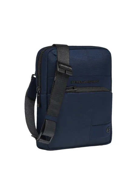 Piquadro Wollem iPad® crossbody bag in fabric, blue