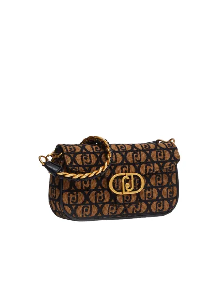 Liu Jo Schultertasche aus Jacquard-Stoff mit Logo, braun