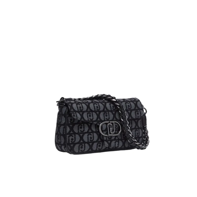 Liu Jo shoulder bag in jacquard fabric with logo, black 2