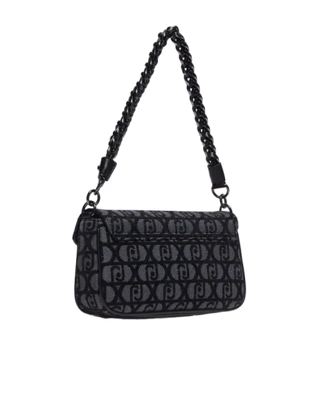 Liu Jo shoulder bag in jacquard fabric with logo, black
