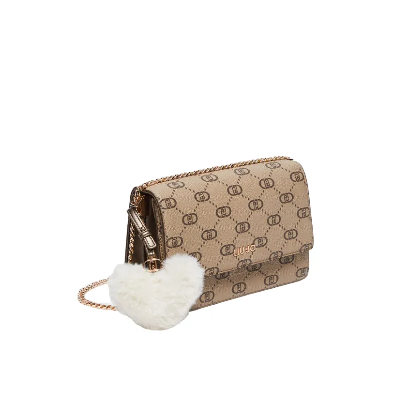 Borsa a tracolla con pattina Liu Jo, tortora chiaro 2