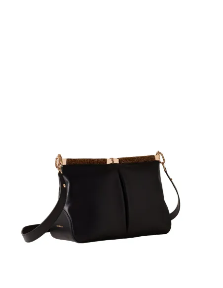Borbonese medium-sized leather women's shoulder bag, black