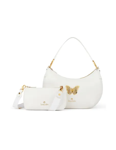 Borsa a spalla Braccialini Beth Jewels, bianca