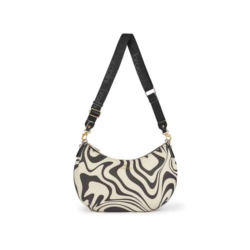 Braccialini Beth Print Mittlere Umhängetasche, Zebra Slime
