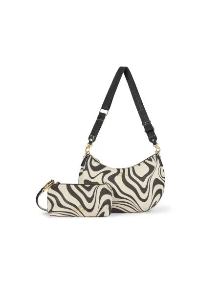 Borsa a tracolla media Braccialini Beth Brint, Zebra Slime