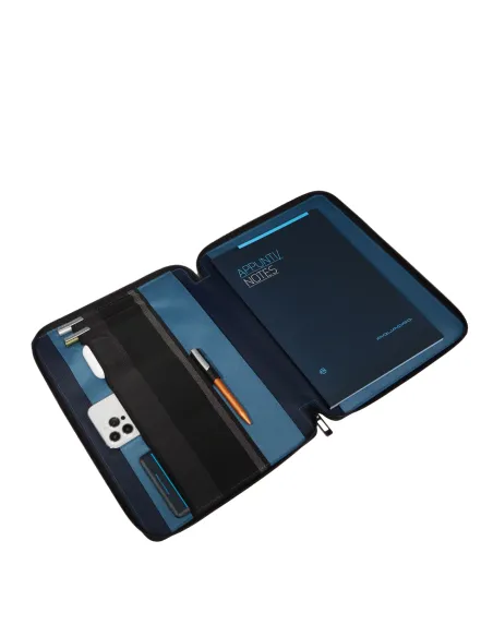 Portablocco in tessuto e pelle Piquadro Wollem, blu