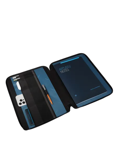 Portablocco in tessuto e pelle Piquadro Wollem, nero