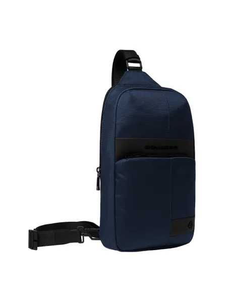 Piquadro Wollem Mono Umhängetasche mit RFID-Betrugsschutz, blau