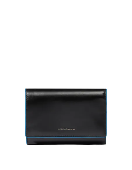 Piquadro Blue Square kleine Geldbörse für Damen, schwarz
