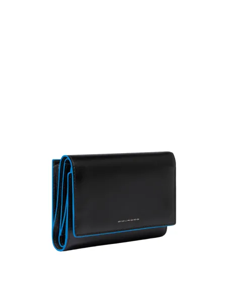 Portafoglio donna piccolo con porta monete laterale Piquadro Blue Square, nero