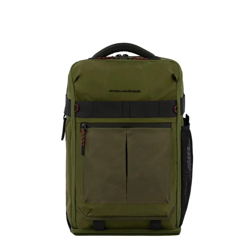 Piquadro Arne travel backpack with laptop compartment, green
