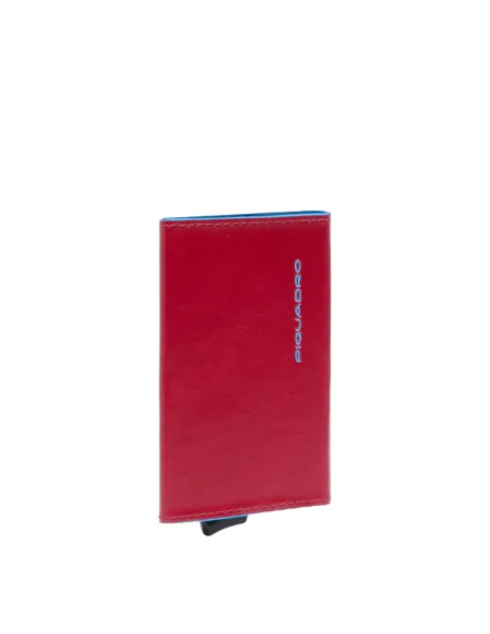 Portacarte di credito  con sliding system e fermasoldi posteriore Piquadro Blue Square, rosso
