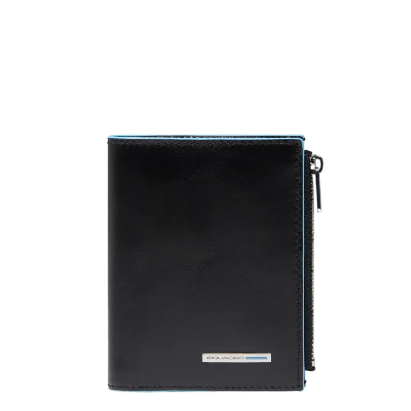 Piquadro Blue Square vertical men's wallet with zipped...