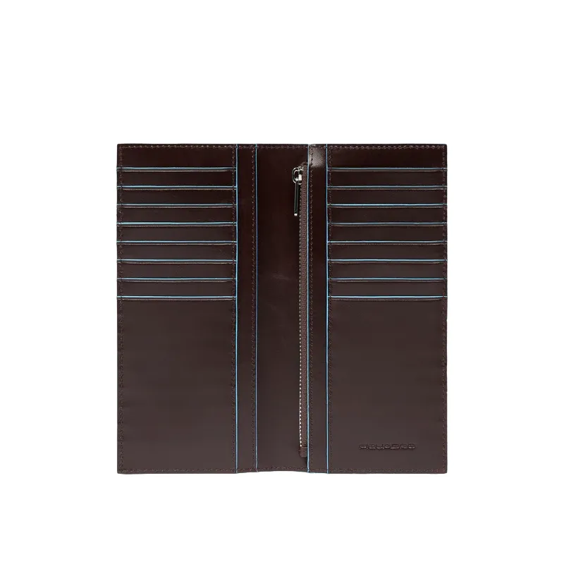 Piquadro Blue Square large vertical wallet, dark brown