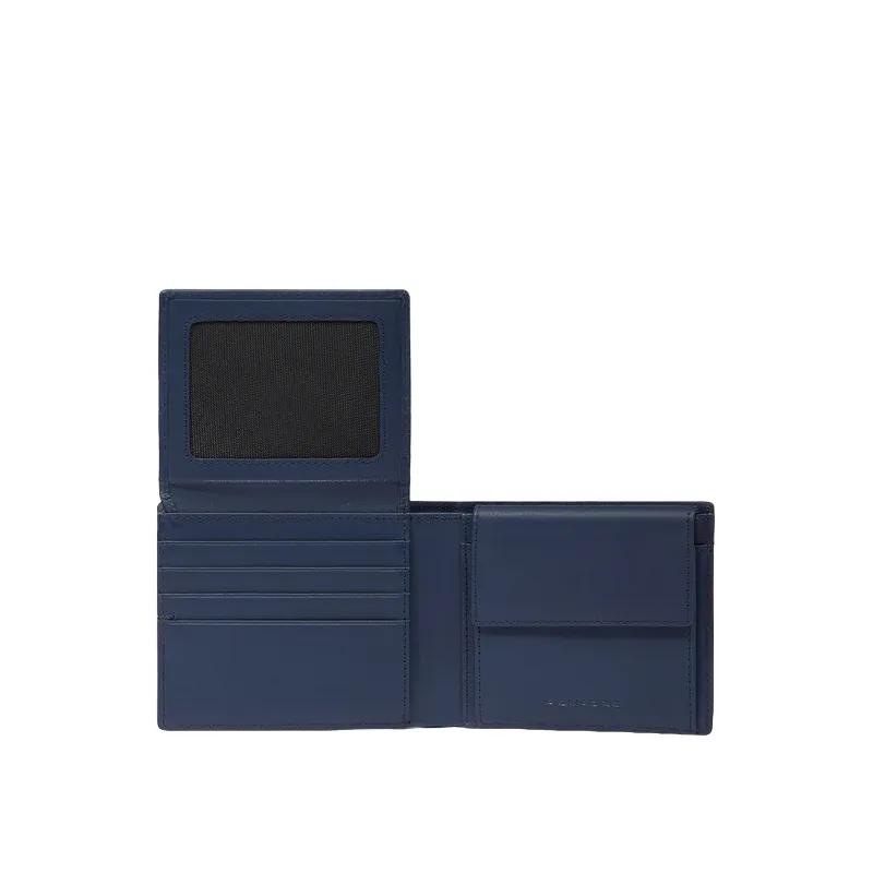 Piquadro Kiri leather men's wallet, blue