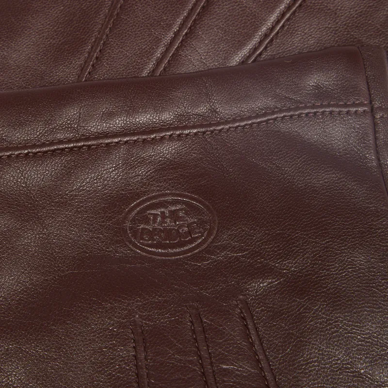 The Bridge men's leather gloves with wool lining, dark brown 2