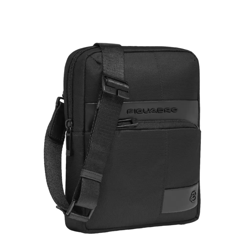 Piquadro Wollem iPad crossbody bag in fabric, black 2