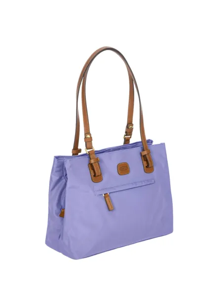 Brics Fabric and Leather Three-Compartment Medium Shopping Bag, violet