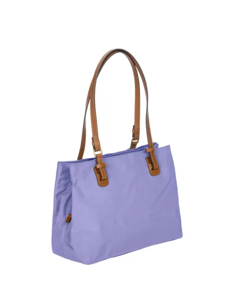 Brics Fabric and Leather Three-Compartment Medium Shopping Bag, violet