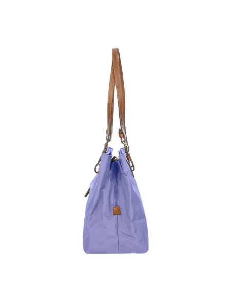 Brics Mittlere Einkaufstasche aus Stoff und Leder mit drei Fächern, lila