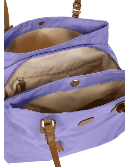Brics Fabric and Leather Three-Compartment Medium Shopping Bag, violet