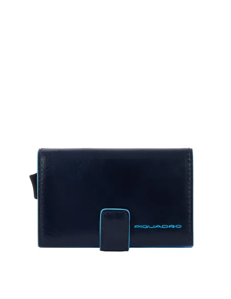 Porta carte di credito doppio con sliding system Piquadro B2, blu