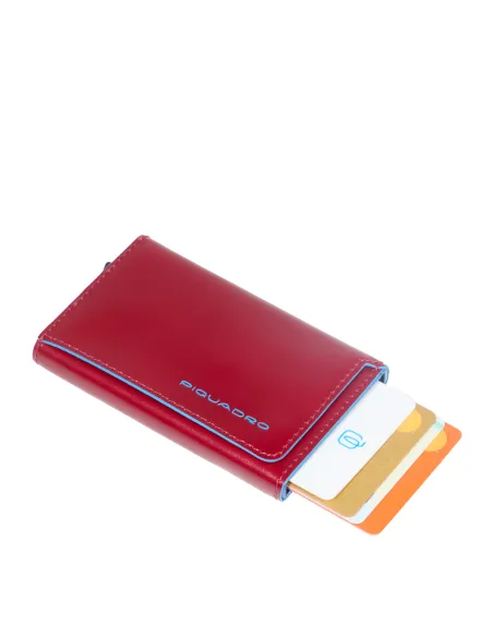 Portacarte di credito in metallo con zip esterna Piquadro B2, rosso