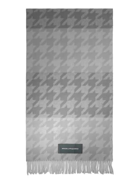 Damenschal mit Hahnentrittmuster und Fransen, grau