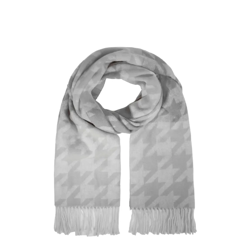 Sciarpa donna pied de poule con frange Piquadro, grigia