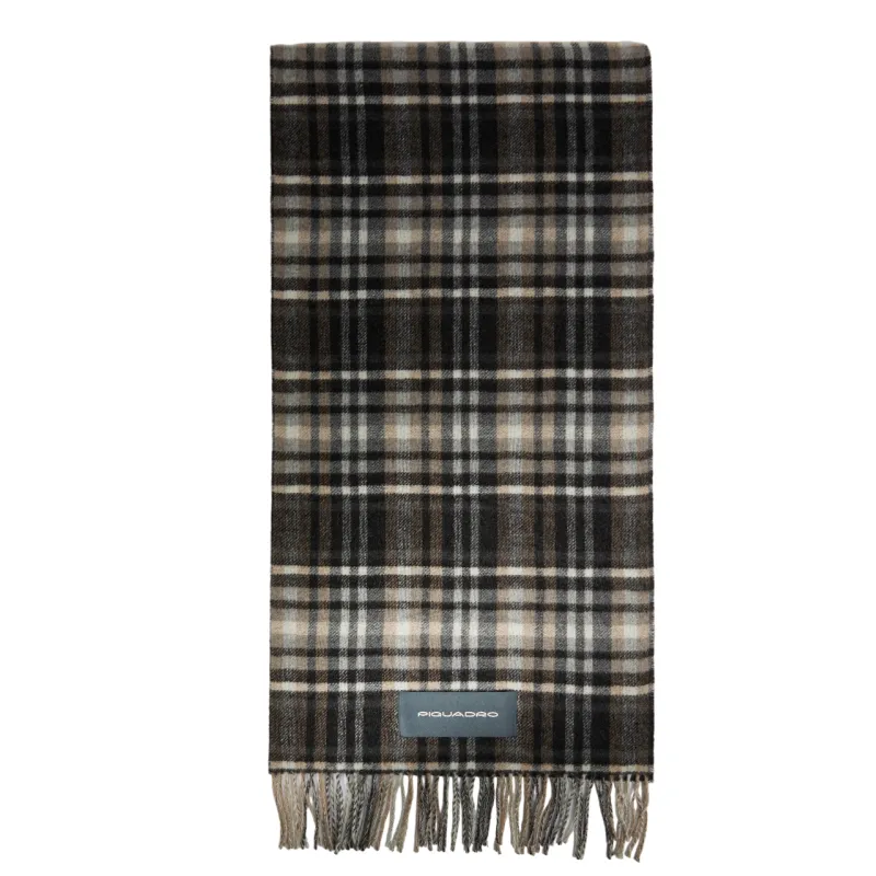 Sciarpa Piquadro con frange, nero-grigio 2