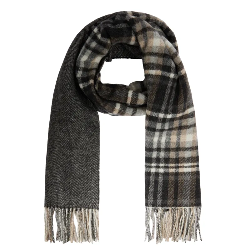 Sciarpa Piquadro con frange, nero-grigio