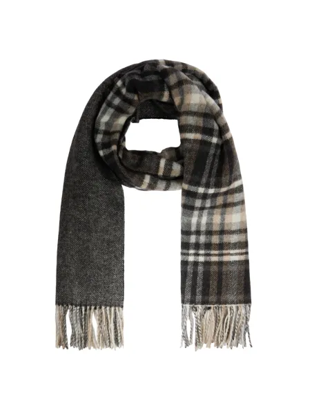 Sciarpa Piquadro con frange, nero-grigio