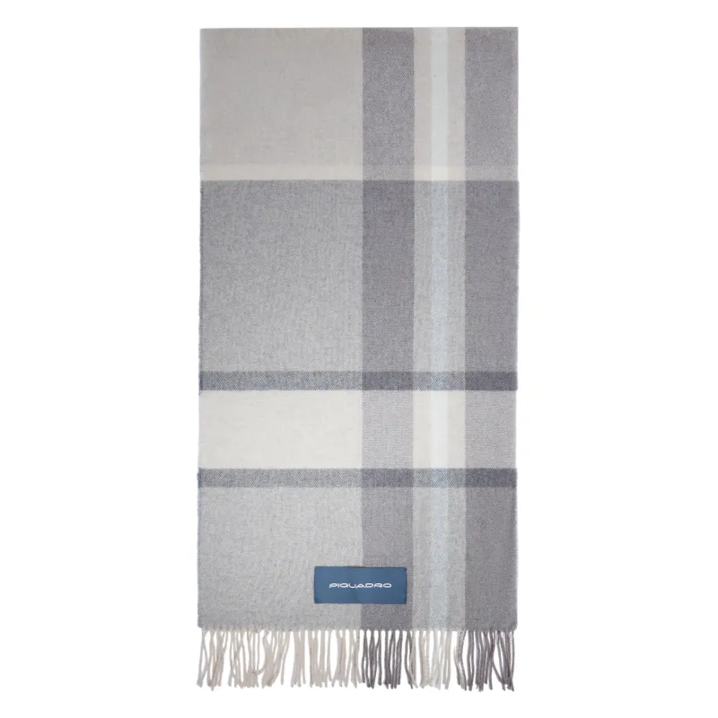 Piquadro scarf with fringes, grey-black 2