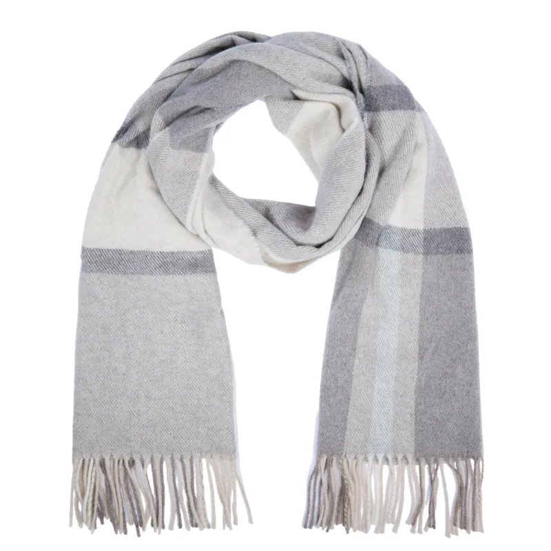 Sciarpa check con frange Piquadro, grigio-nero